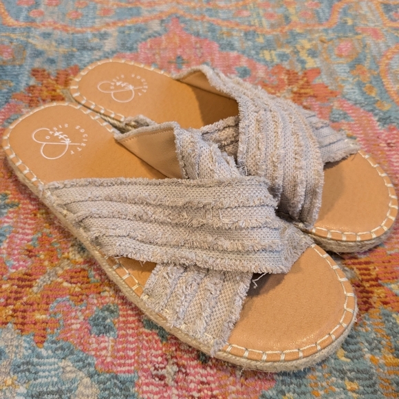 Oasis Boho Cloth Crossover Espadrille Sandal Size 8.5 - Picture 1 of 5